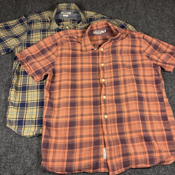 2 Grayers Men's Large Button Up Short Sleeve Plaid Shirts 100% Cotton Clueless - Picture 2 of 10